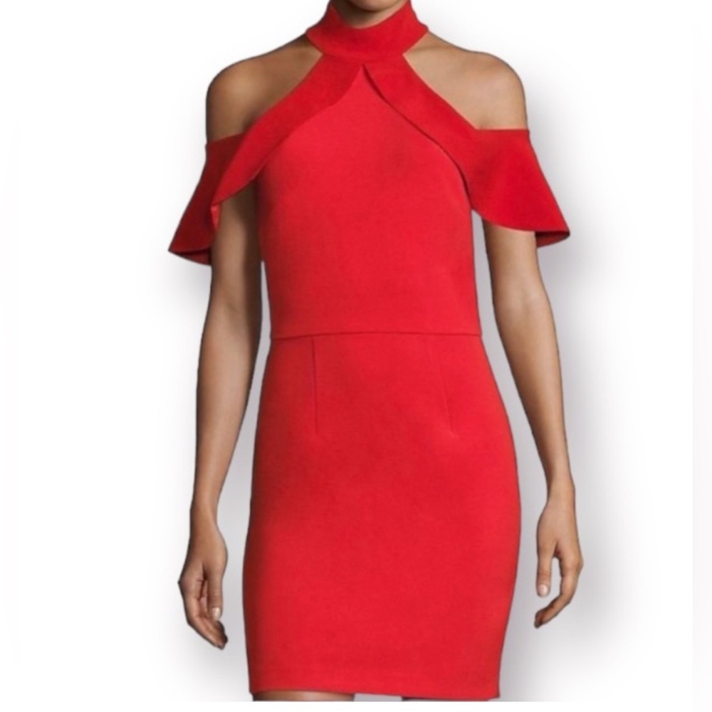 Alice and Olivia red cold shoulder mock neck dress size 6
